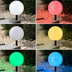 Lindby LED lampen op zonne-energie Lago, RGBW, set van 3, bollen,
