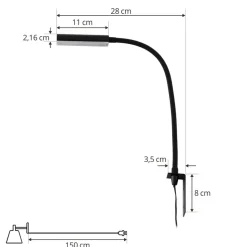 Lindby LED leeslamp Flexola, zwart, hoekig, stekker