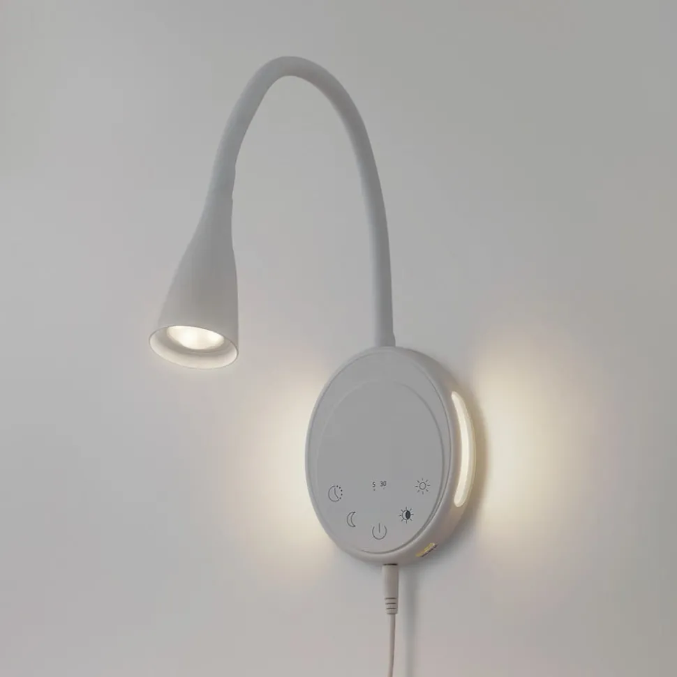 Lindby LED leeslamp Zayna, wit, kunststof, dimbaar