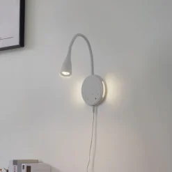 Lindby LED leeslamp Zayna, wit, kunststof, dimbaar