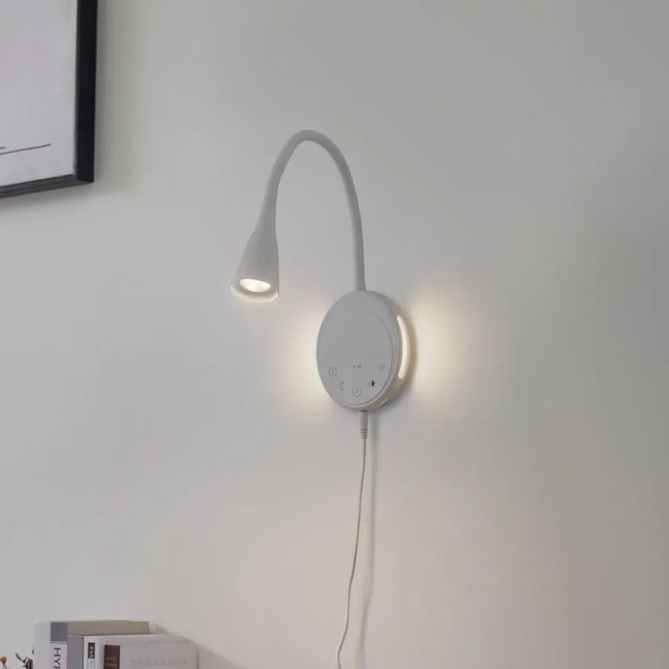 Lindby LED leeslamp Zayna, wit, kunststof, dimbaar