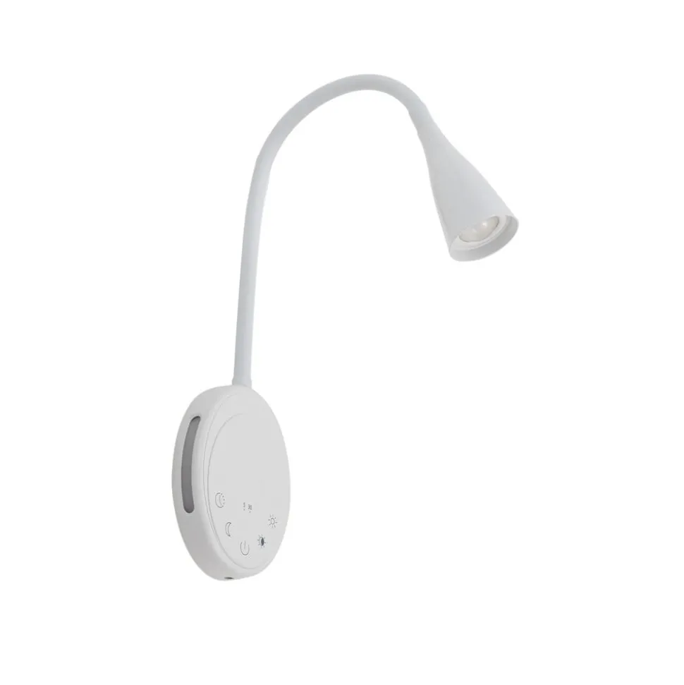Lindby LED leeslamp Zayna, wit, kunststof, dimbaar