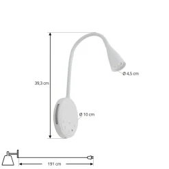 Lindby LED leeslamp Zayna, wit, kunststof, dimbaar