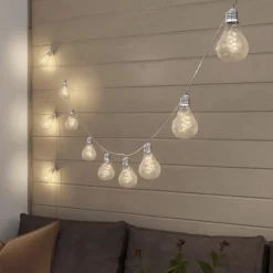 Lindby LED lichtketting Lampini, 200 cm, zwart, IP44