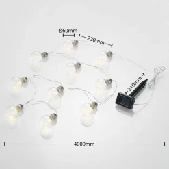 Lindby LED lichtketting Lampini, 200 cm, zwart, IP44