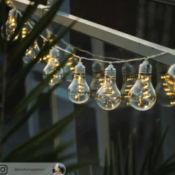 Lindby LED lichtketting Lampini, 200 cm, zwart, IP44