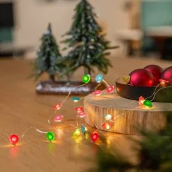 Lindby LED lichtketting Motje, ballen, rood, groen, 320 cm