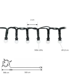 Lindby LED lichtketting Miyu, 1.800 K, timer, 15 m, IP44