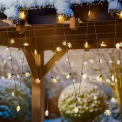 Lindby LED lichtketting Parrik, sneeuwvlokken, 620 cm, IP44