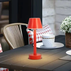 Lindby LED oplaadbaar licht Gaja, rood, USB, IP44, RGBW, dimbaar