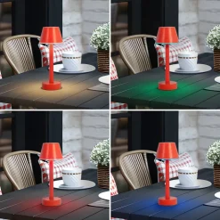 Lindby LED oplaadbaar licht Gaja, rood, USB, IP44, RGBW, dimbaar