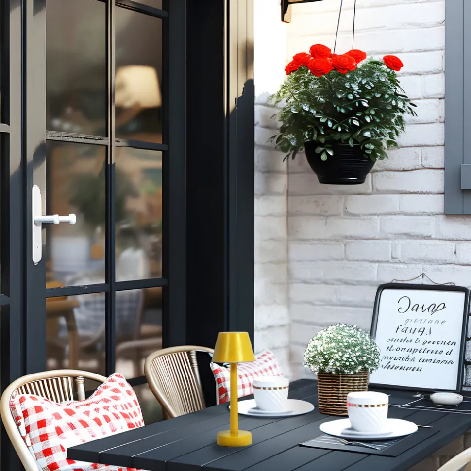 Lindby LED oplaadbaar licht Gaja, geel, USB, IP44, RGBW, dimbaar