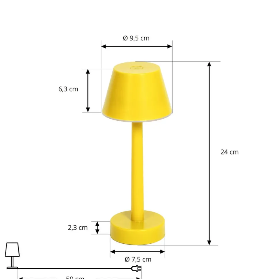 Lindby LED oplaadbaar licht Gaja, geel, USB, IP44, RGBW, dimbaar
