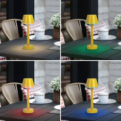 Lindby LED oplaadbaar licht Gaja, geel, USB, IP44, RGBW, dimbaar