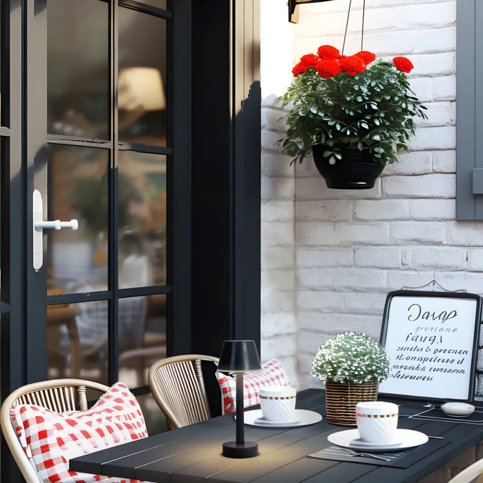 Lindby LED oplaadbaar licht Gaja, zwart, USB, IP44, RGBW, dimbaar.