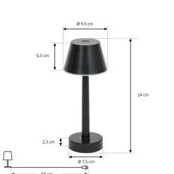 Lindby LED oplaadbaar licht Gaja, zwart, USB, IP44, RGBW, dimbaar.