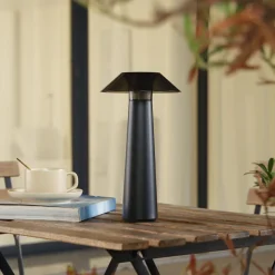 Lindby LED oplaadbare buiten tafellamp Gomba, zwart, dimbaar