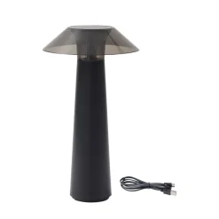 Lindby LED oplaadbare buiten tafellamp Gomba, zwart, dimbaar