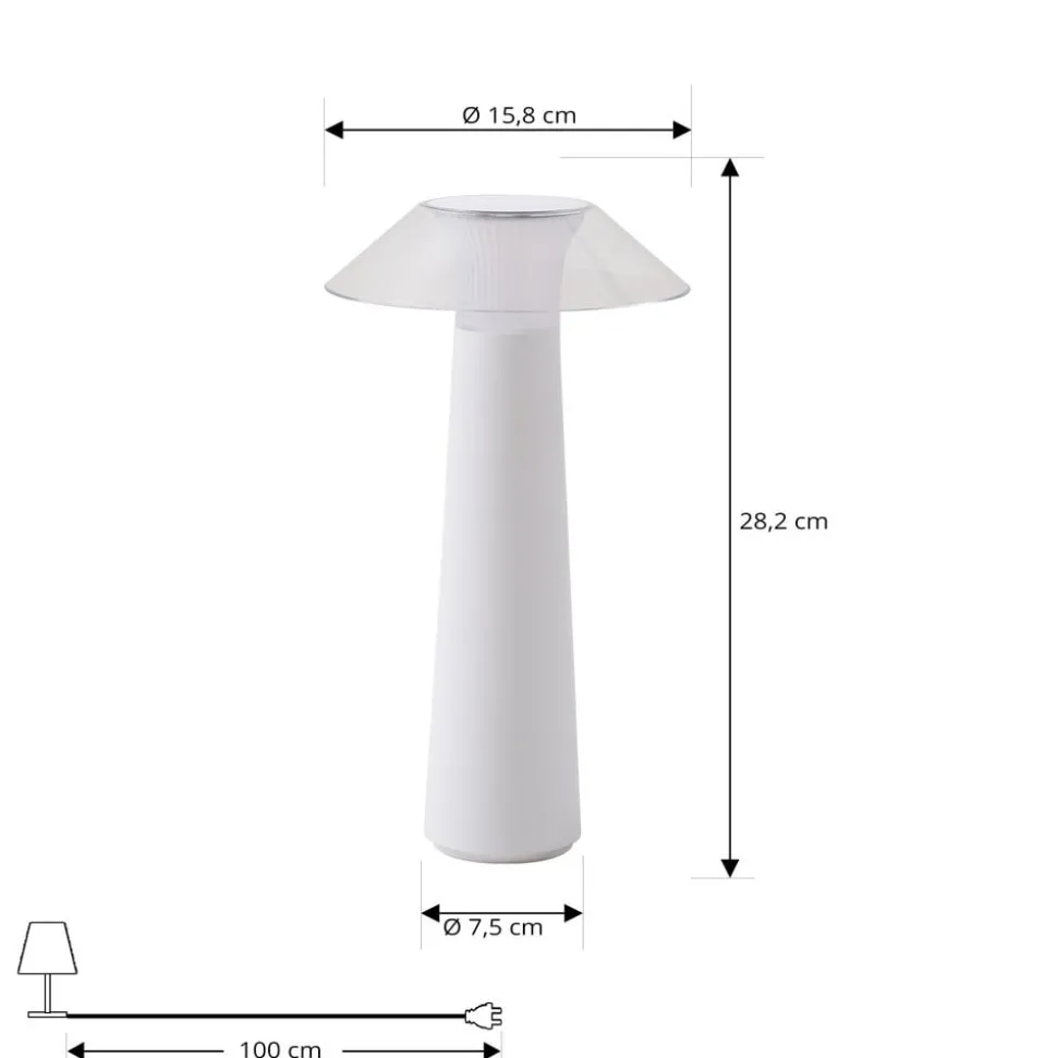 Lindby LED oplaadbare buiten tafellamp Gomba, wit, dimbaar