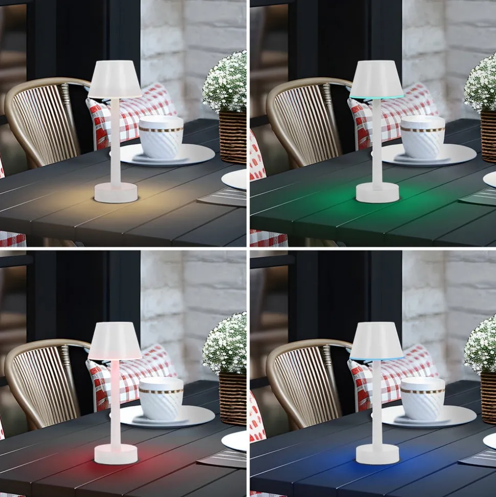 Lindby LED oplaadbare lamp Gaja, wit, USB, IP44, RGBW, dimbaar