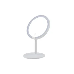 Lindby LED oplaadbare spiegel Renki, wit, kunststof, dimbaar