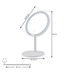 Lindby LED oplaadbare spiegel Renki, wit, kunststof, dimbaar