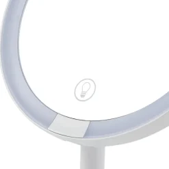 Lindby LED oplaadbare spiegel Renki, wit, kunststof, dimbaar