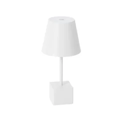 Lindby LED oplaadbare tafellamp Janea CUBE, wit, metaal