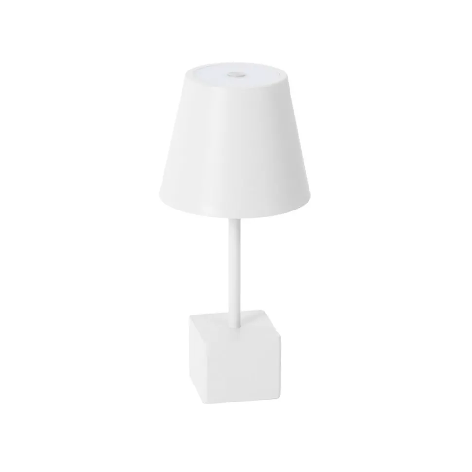 Lindby LED oplaadbare tafellamp Janea CUBE, wit, metaal
