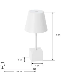 Lindby LED oplaadbare tafellamp Janea CUBE, wit, metaal
