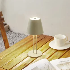 Lindby LED oplaadbare tafellamp Janea TWIN, groen, metaal