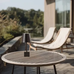 Lindby LED oplaadbare tafellamp Janea CUBE, zwart, metaal