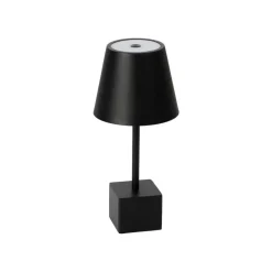 Lindby LED oplaadbare tafellamp Janea CUBE, zwart, metaal