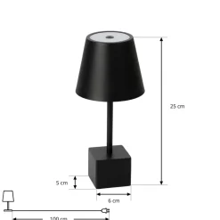 Lindby LED oplaadbare tafellamp Janea CUBE, zwart, metaal