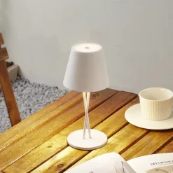 Lindby LED oplaadbare tafellamp Janea CROSS, wit, metaal