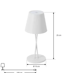 Lindby LED oplaadbare tafellamp Janea CROSS, wit, metaal