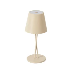 Lindby LED oplaadbare tafellamp Janea, CROSS, beige, metaal