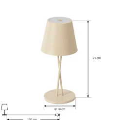Lindby LED oplaadbare tafellamp Janea, CROSS, beige, metaal