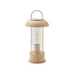 Lindby LED oplaadbare tafellamp Yvette, abrikoos-beige, IP44, touch