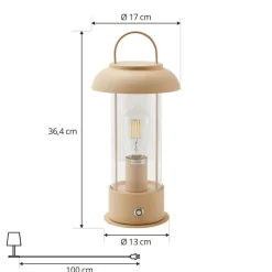 Lindby LED oplaadbare tafellamp Yvette, abrikoos-beige, IP44, touch