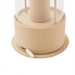 Lindby LED oplaadbare tafellamp Yvette, abrikoos-beige, IP44, touch
