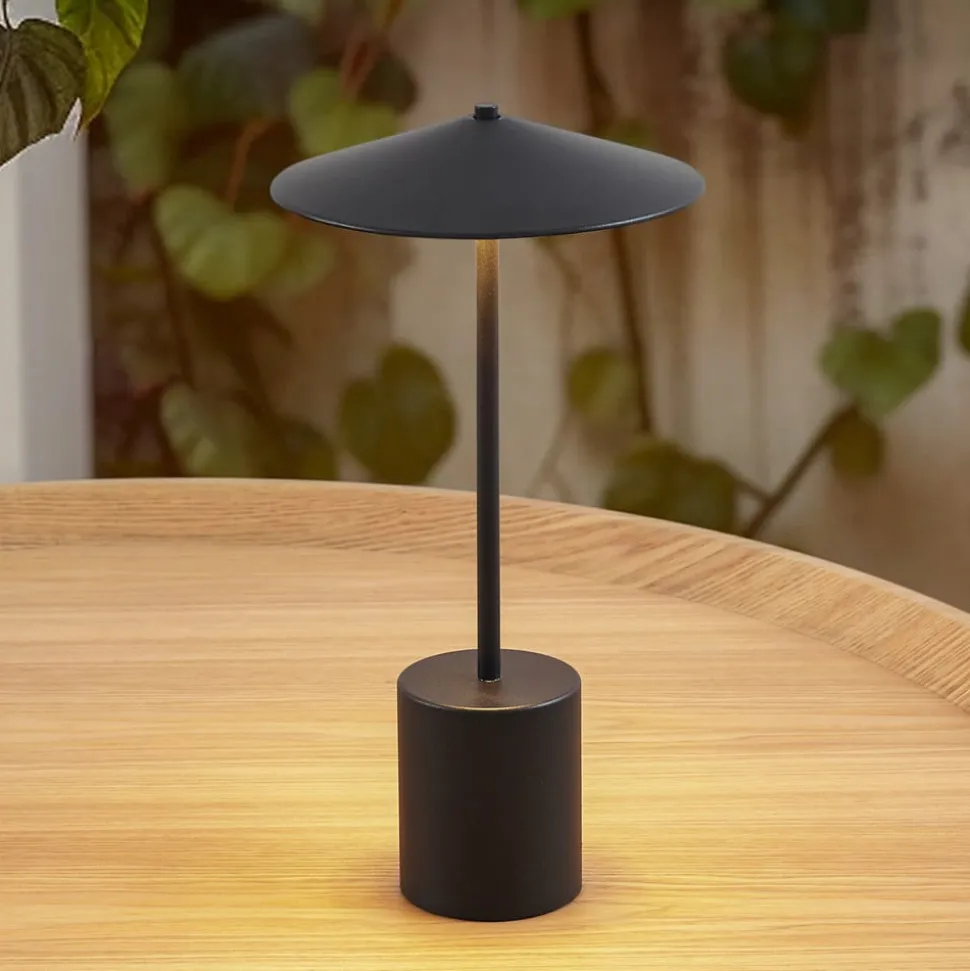 Lindby LED oplaadbare tafellamp Ayva, zwart, aluminium, IP44