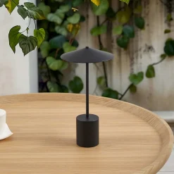 Lindby LED oplaadbare tafellamp Ayva, zwart, aluminium, IP44