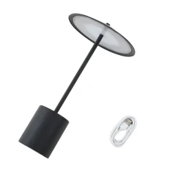 Lindby LED oplaadbare tafellamp Ayva, zwart, aluminium, IP44