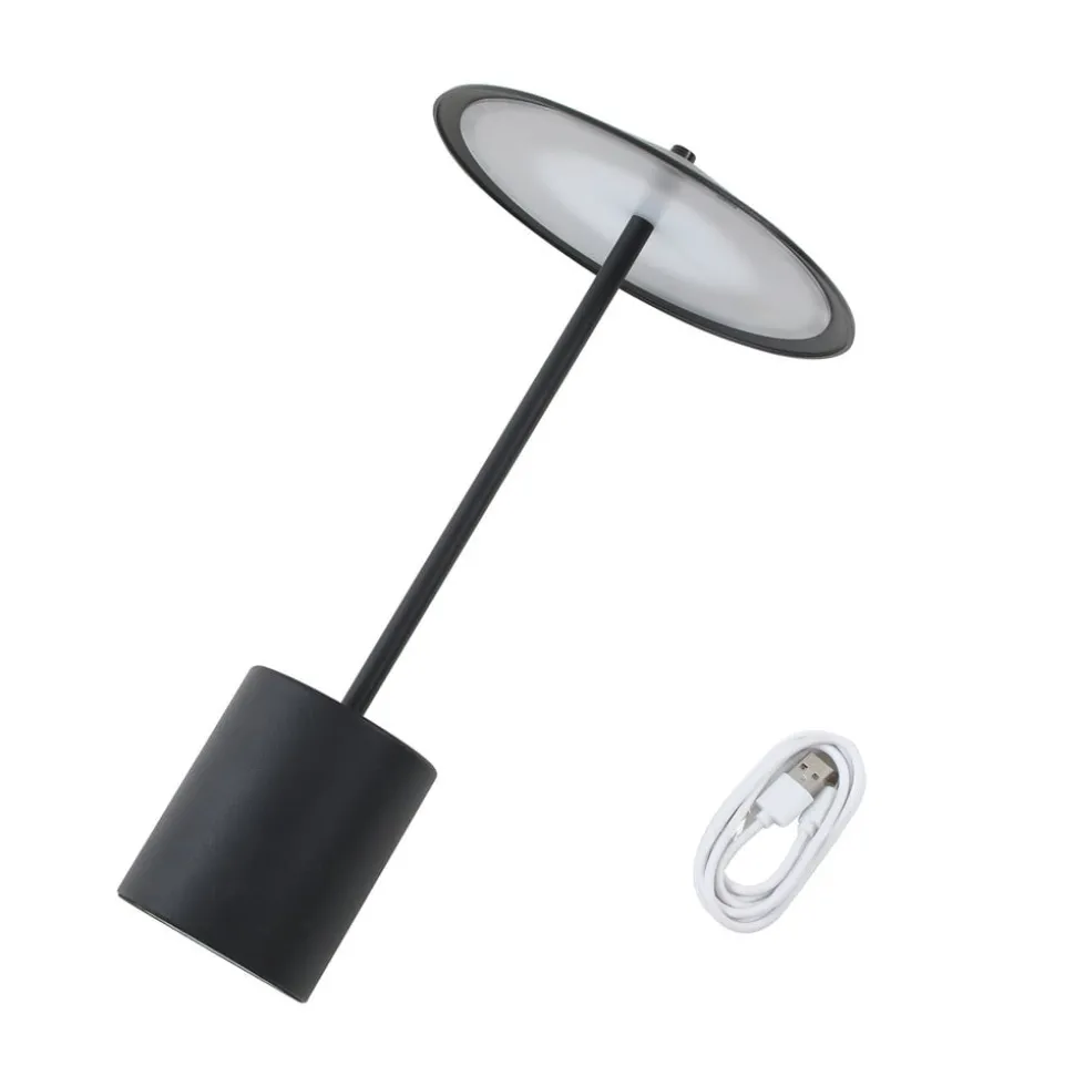 Lindby LED oplaadbare tafellamp Ayva, zwart, aluminium, IP44