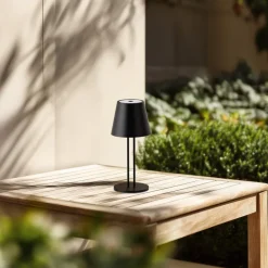 Lindby LED oplaadbare tafellamp Janea TWIN, zwart, metaal