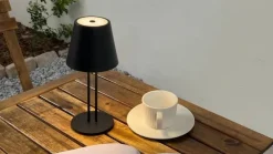 Lindby LED oplaadbare tafellamp Janea TWIN, zwart, metaal