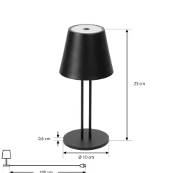 Lindby LED oplaadbare tafellamp Janea TWIN, zwart, metaal