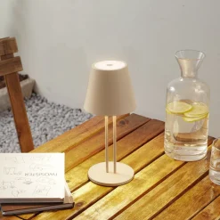 Lindby LED oplaadbare tafellamp Janea TWIN, beige, metaal