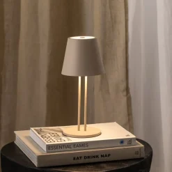 Lindby LED oplaadbare tafellamp Janea TWIN, beige, metaal